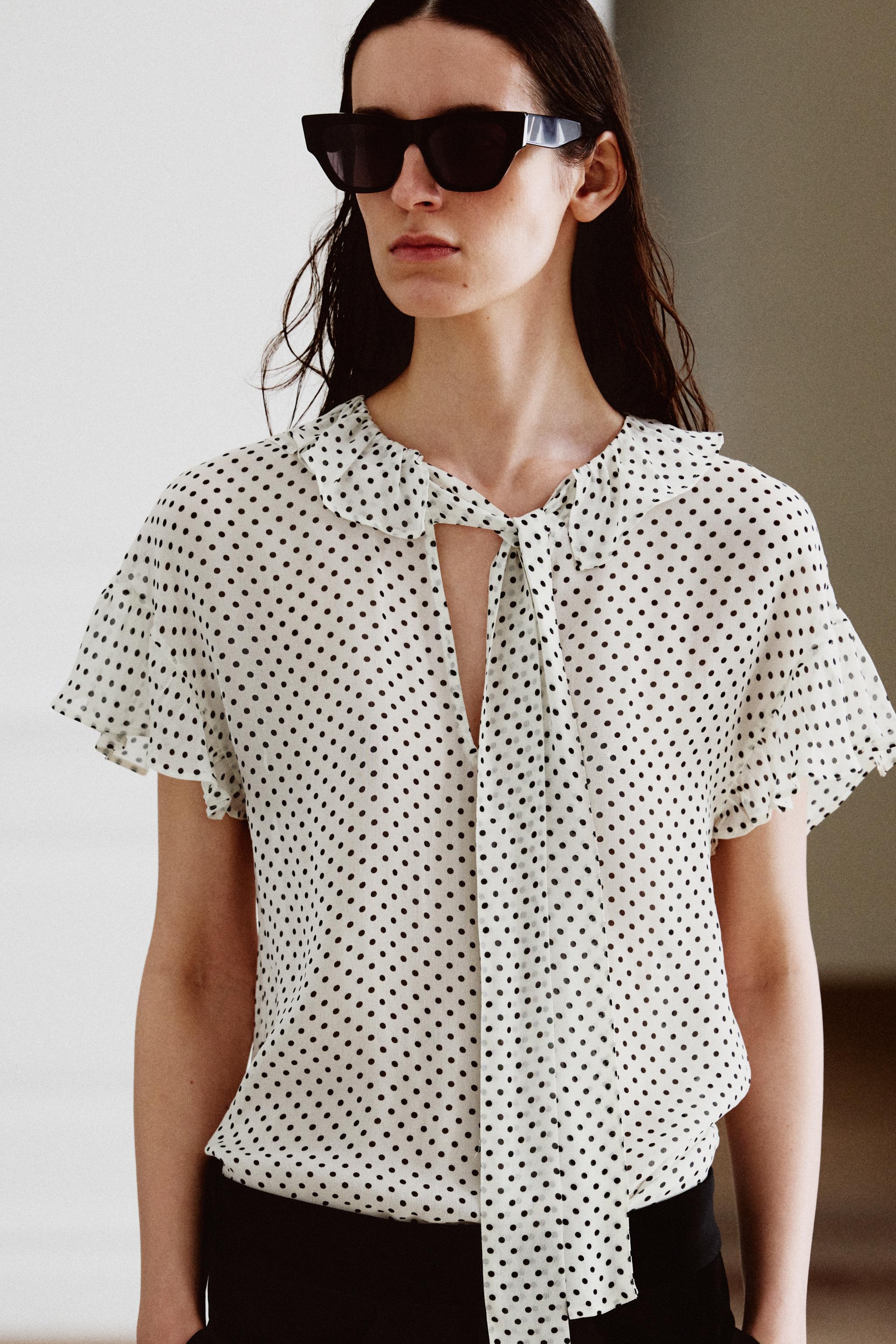 TIED POLKA DOT BLOUSE ZW COLLECTION